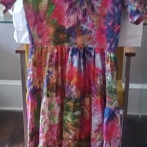 Draper's & Damon's Bodice Midi Maxi Dress Purple Pink Green washed sz PS - Picture 5 of 5